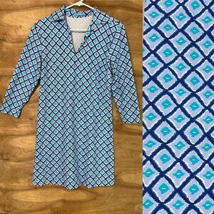 J. McLaughlin Medium Collar Shirt Dress Tan Catalina Cloth Stretch Beach